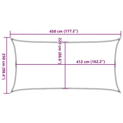 vidaXL saules aizsargs, 4,5x2,5 m, 100% poliesters, Oksforda audums