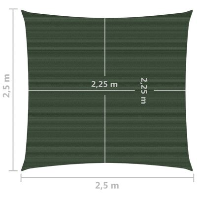 vidaXL saulessargs, 160 g/m², tumši zaļš, 2,5x2,5 m, HDPE