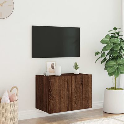 vidaXL TV plaukti ar LED lampiņām, 60x35x41 cm, brūna ozolkoka