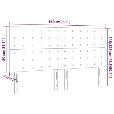 vidaXL gultas galvgalis ar LED, 160x5x118/128 cm, pelēkbrūns audums