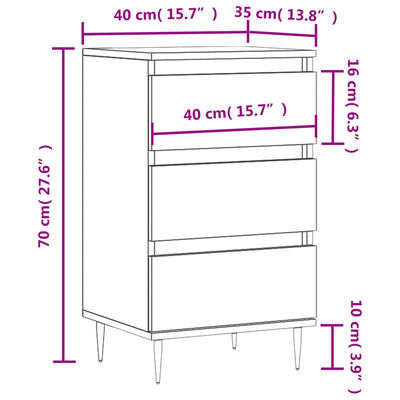 vidaXL kumode, melna, 40x35x70 cm, inženierijas koks, melns