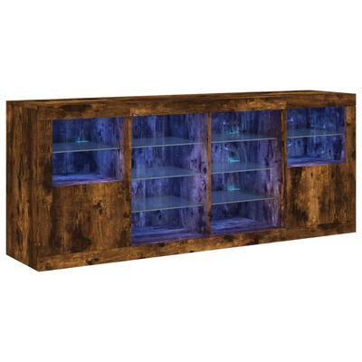 vidaXL kumode ar LED lampiņām, ozolkoka krāsa, 163x37x67 cm