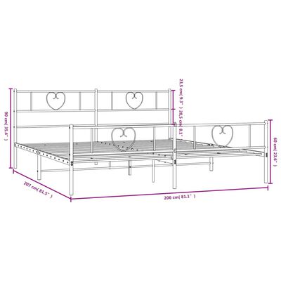 vidaXL gultas rāmis ar galvgali un kājgali, melns metāls, 200x200 cm