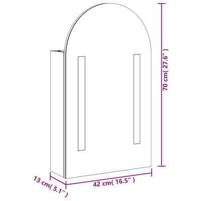 vidaXL vannasistabas spoguļskapītis ar LED, 42x13x70cm, gaiši ozolkoka