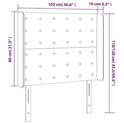 vidaXL galvgalis ar malām, 103x16x118/128 cm, tumši brūns audums