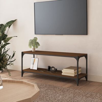 vidaXL TV galdiņš, koka krāsa, 100x33x41cm, inženierijas koks, tērauds