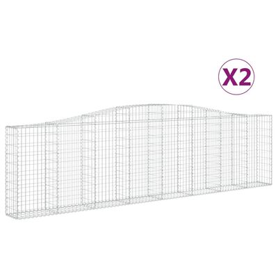 vidaXL arkveida gabiona grozi, 2 gb., 400x30x100/120cm, cinkota dzelzs