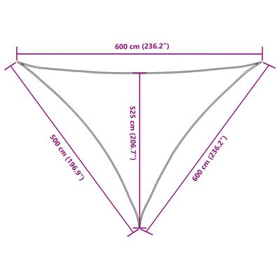 vidaXL saulessargs, 5x6x6 m, trijstūra forma, krēmkrāsas audums