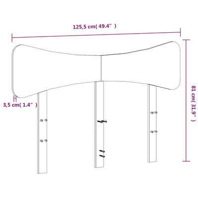 vidaXL galvgalis, balta, 120 cm, priedes masīvkoks