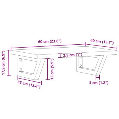 vidaXL izlietnes plaukts, stiprināms pie sienas, tērauds, dižskābardis