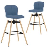 vidaXL grozāmi bāra krēsli, 2 gab., zils audums
