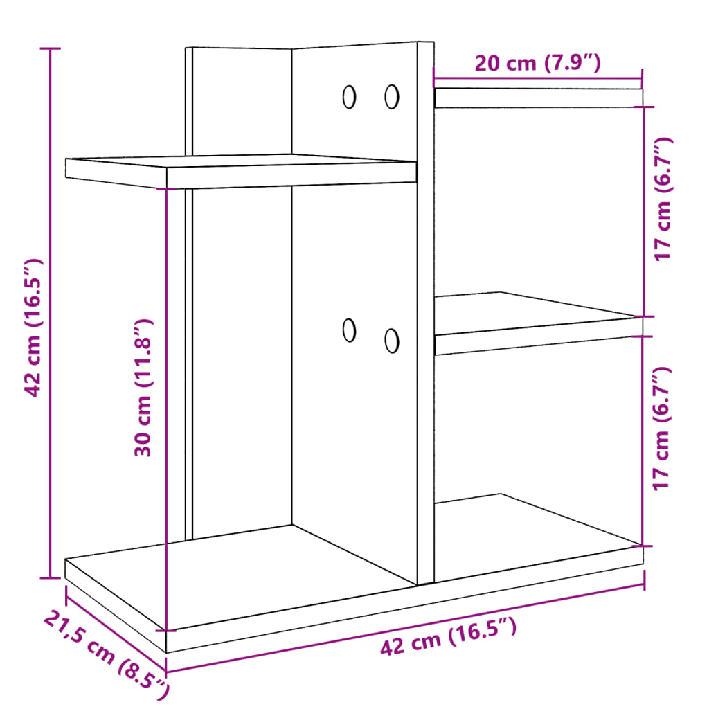 vidaXL rakstāmgalda organizators, balts, 42x21,5x42 cm, koks