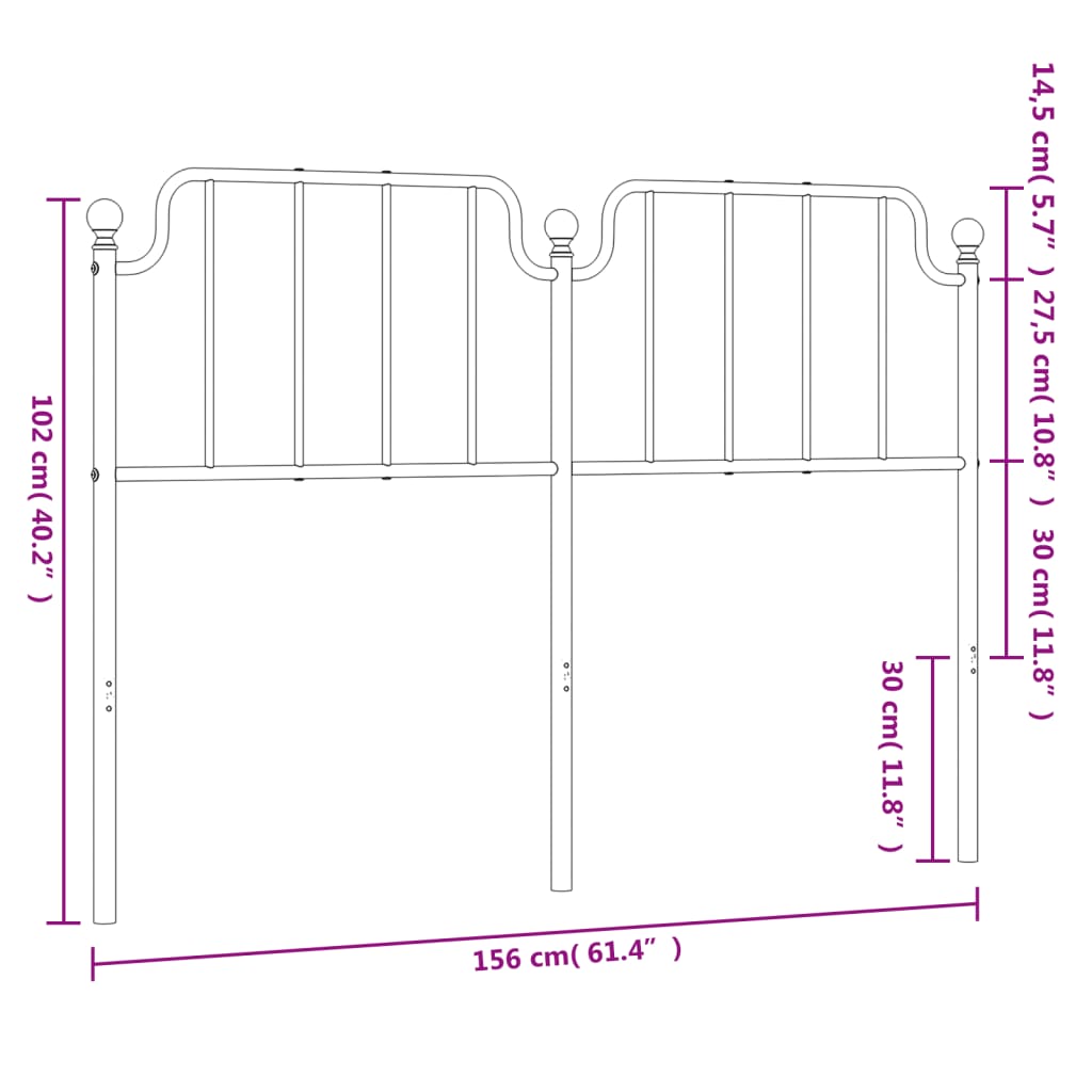 vidaXL gultas galvgalis, balts, 150 cm