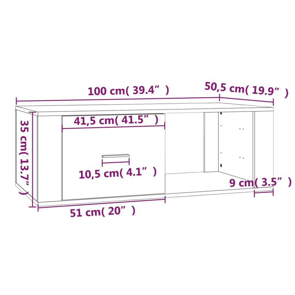 vidaXL kafijas galdiņš, betonpelēks, 100x50,5x35 cm, inženierijas koks