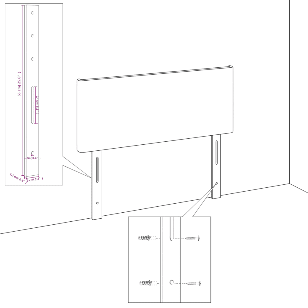 vidaXL gultas galvgalis ar LED, 144x5x78/88 cm, krēmkrāsas audums