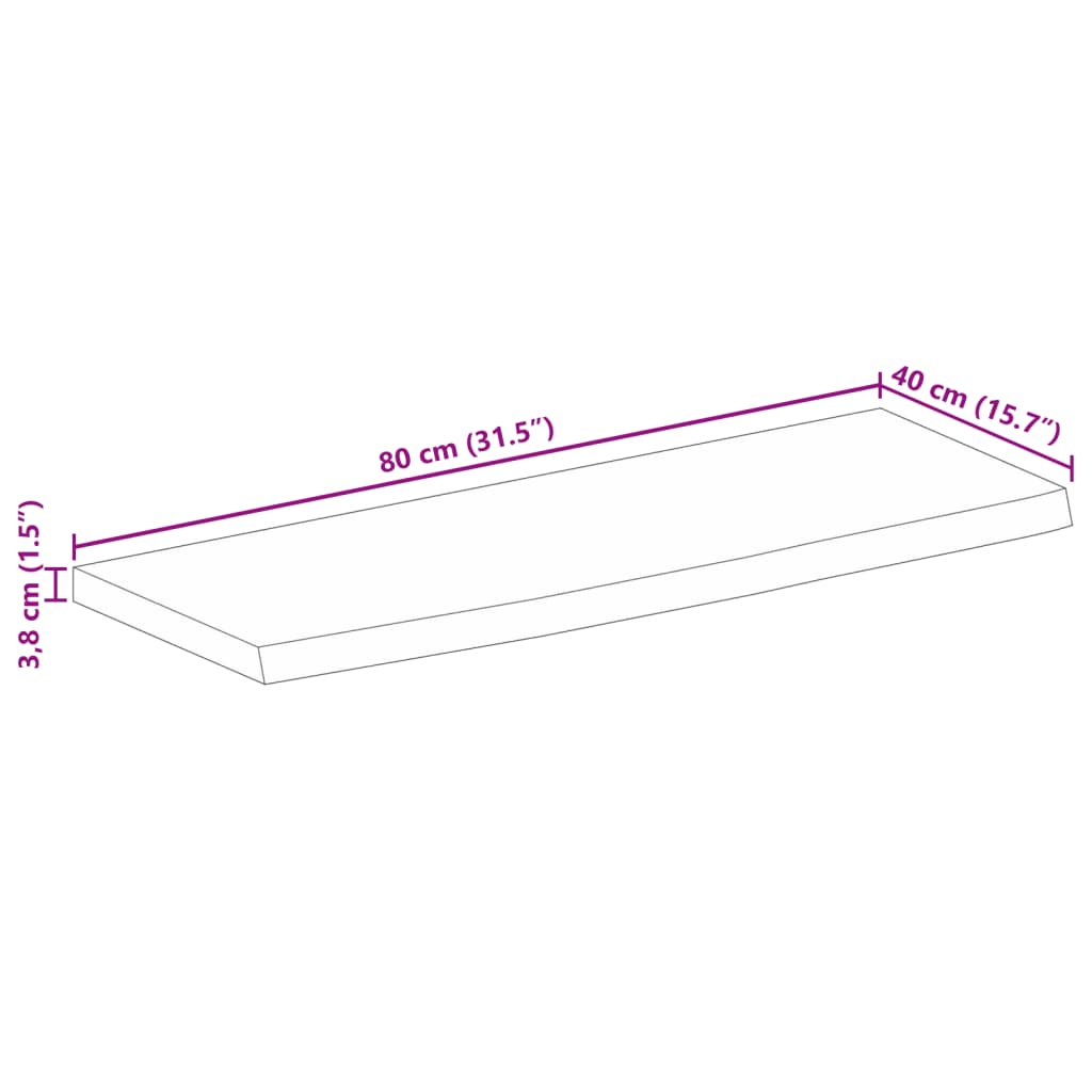 vidaXL galda virsma, 80x40x3,8 cm, mango masīvkoks