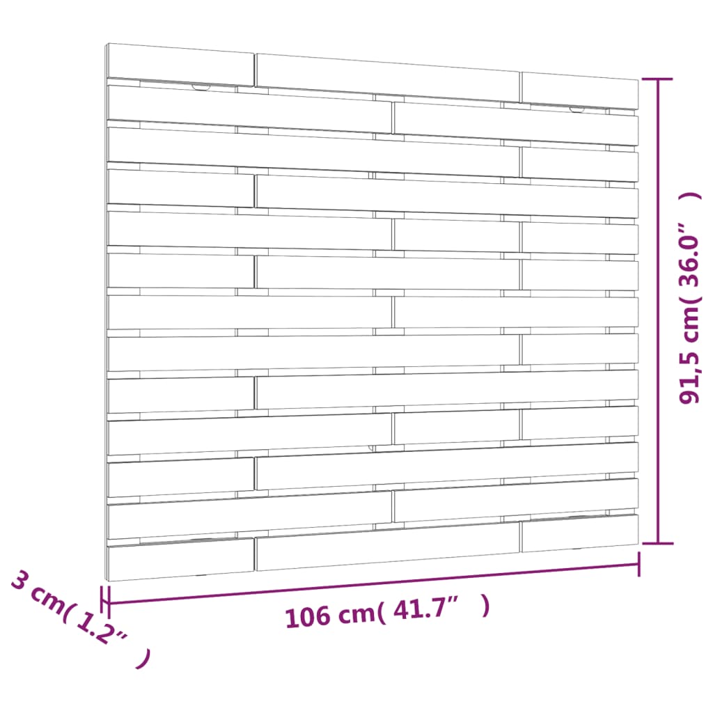 vidaXL sienas galvgalis, 106x3x91,5 cm, priedes masīvkoks