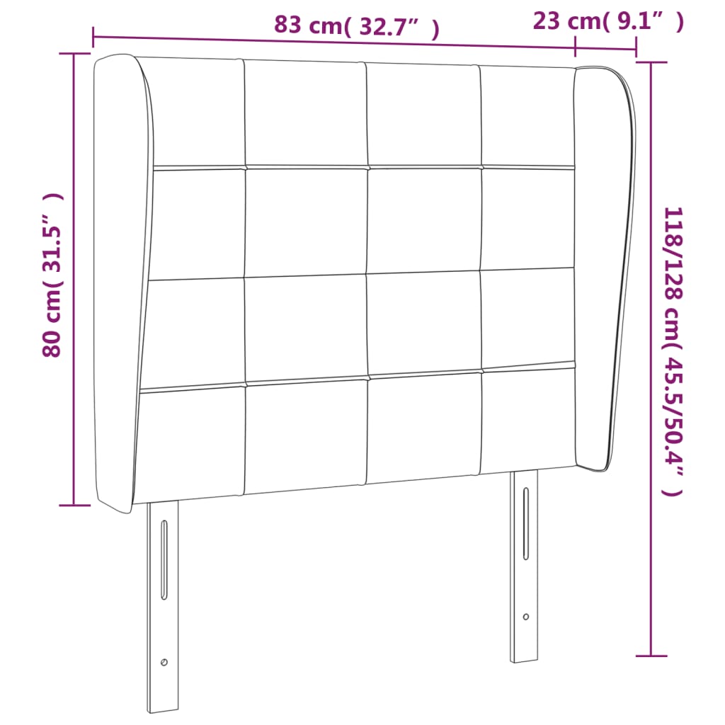 vidaXL galvgalis ar malām, 83x23x118/128 cm, tumši brūns audums