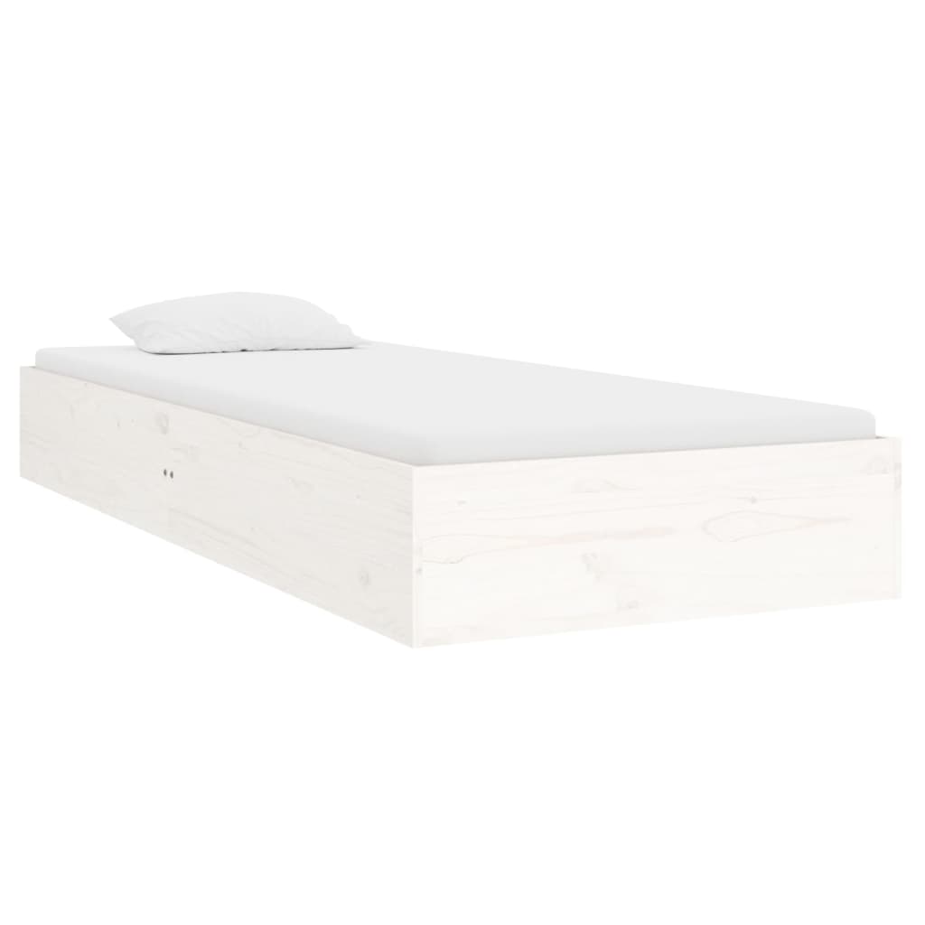 vidaXL gultas rāmis, balts, masīvkoks, 90x190 cm, 3FT, vienvietīgs