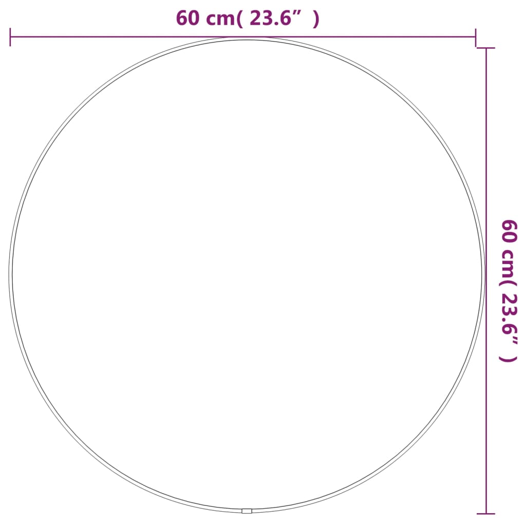 vidaXL sienas spogulis, melns, Ø 60 cm, apaļš