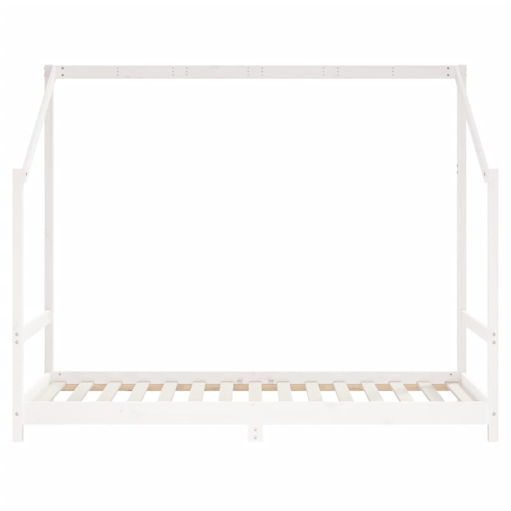 vidaXL bērnu gultas rāmis, balts, 2x(90x190) cm, priedes masīvkoks