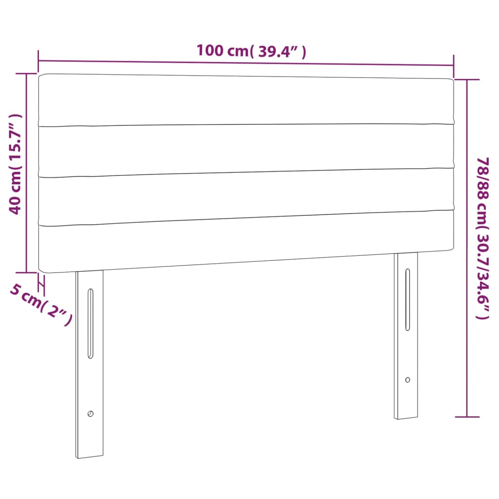 vidaXL gultas galvgalis, 100x5x78/88 cm, tumši pelēks audums