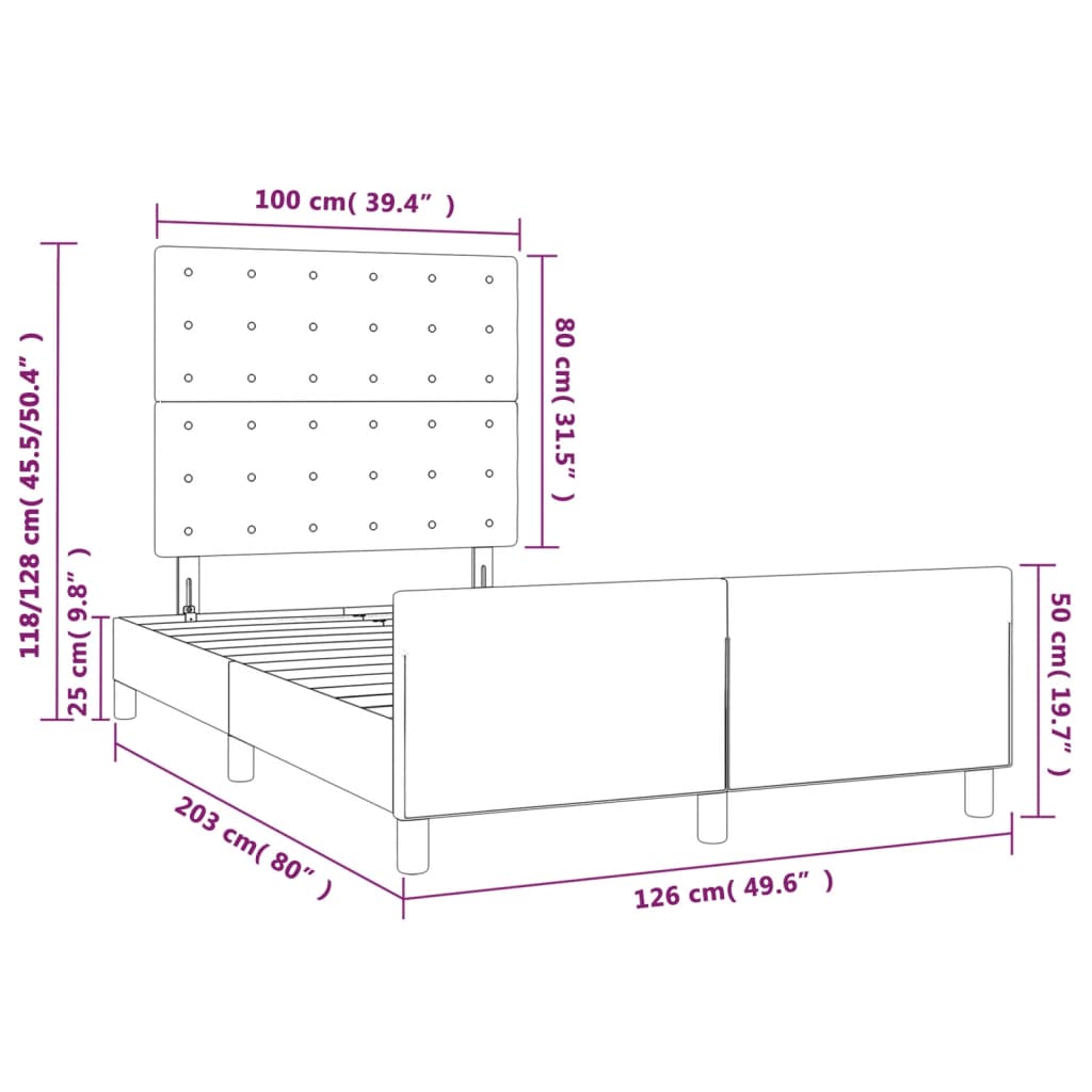 vidaXL gultas rāmis ar galvgali, melns, 120x200 cm, mākslīgā āda