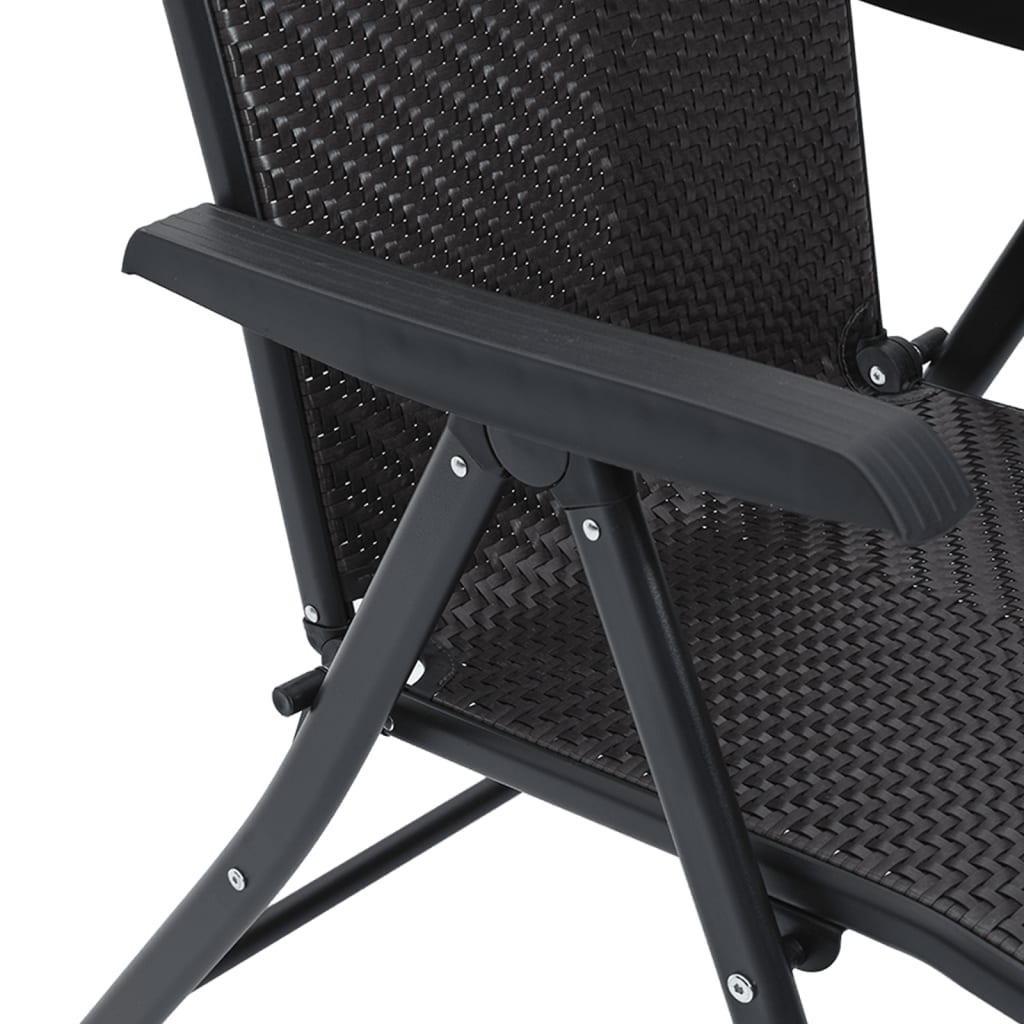 vidaXL saliekami dārza krēsli, 2. gab., melna PE rotangpalma