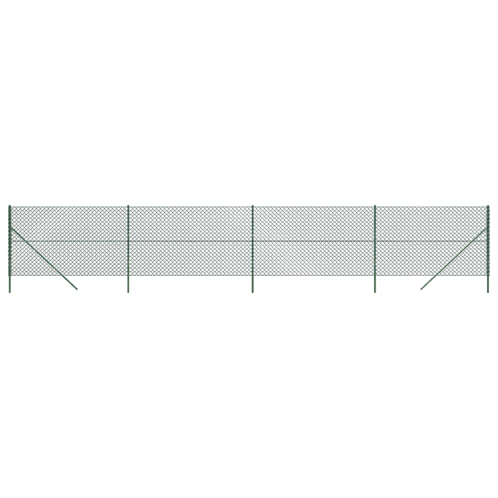 vidaXL stiepļu žogs, 1,6x10 m, zaļš