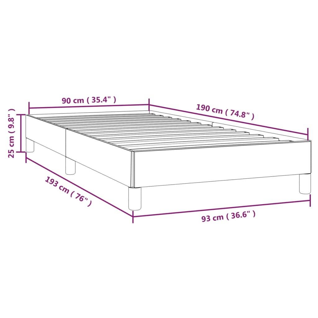 vidaXL gultas rāmis, zils, 90x190 cm, audums