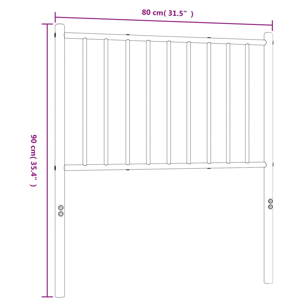 vidaXL gultas galvgalis, metāls, melns, 75 cm