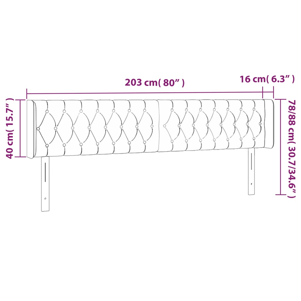 vidaXL galvgalis ar malām, rozā samts, 203x16x78/88 cm