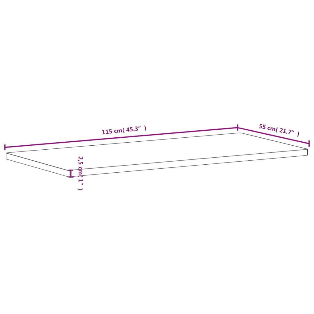 vidaXL rakstāmgalda virsma, 115x55x2,5 cm, dižskābarža masīvkoks