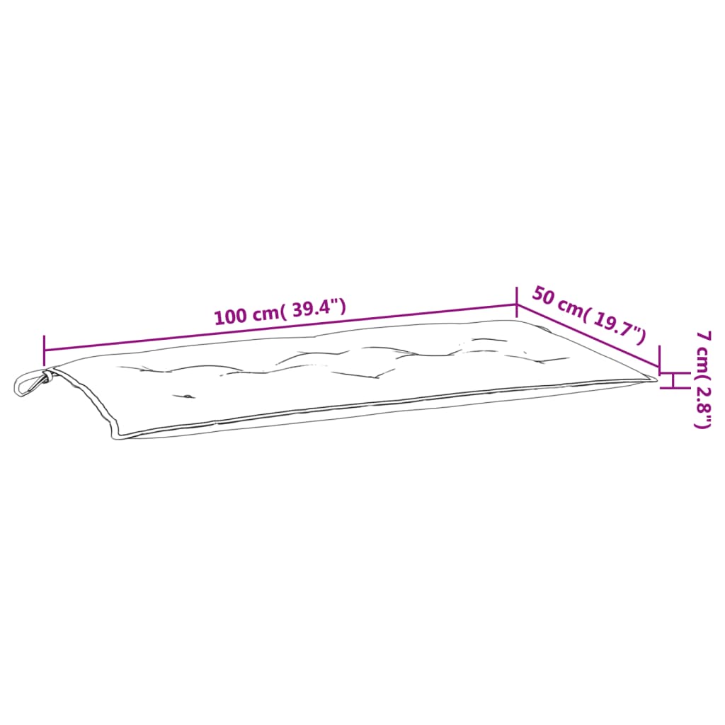 vidaXL dārza sola matracis, 100x(50+50)x7 cm, audums, pelēks