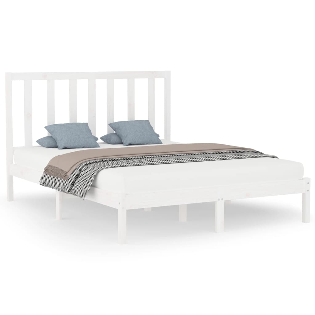 vidaXL gultas rāmis, balts, masīvkoks, 140x200 cm