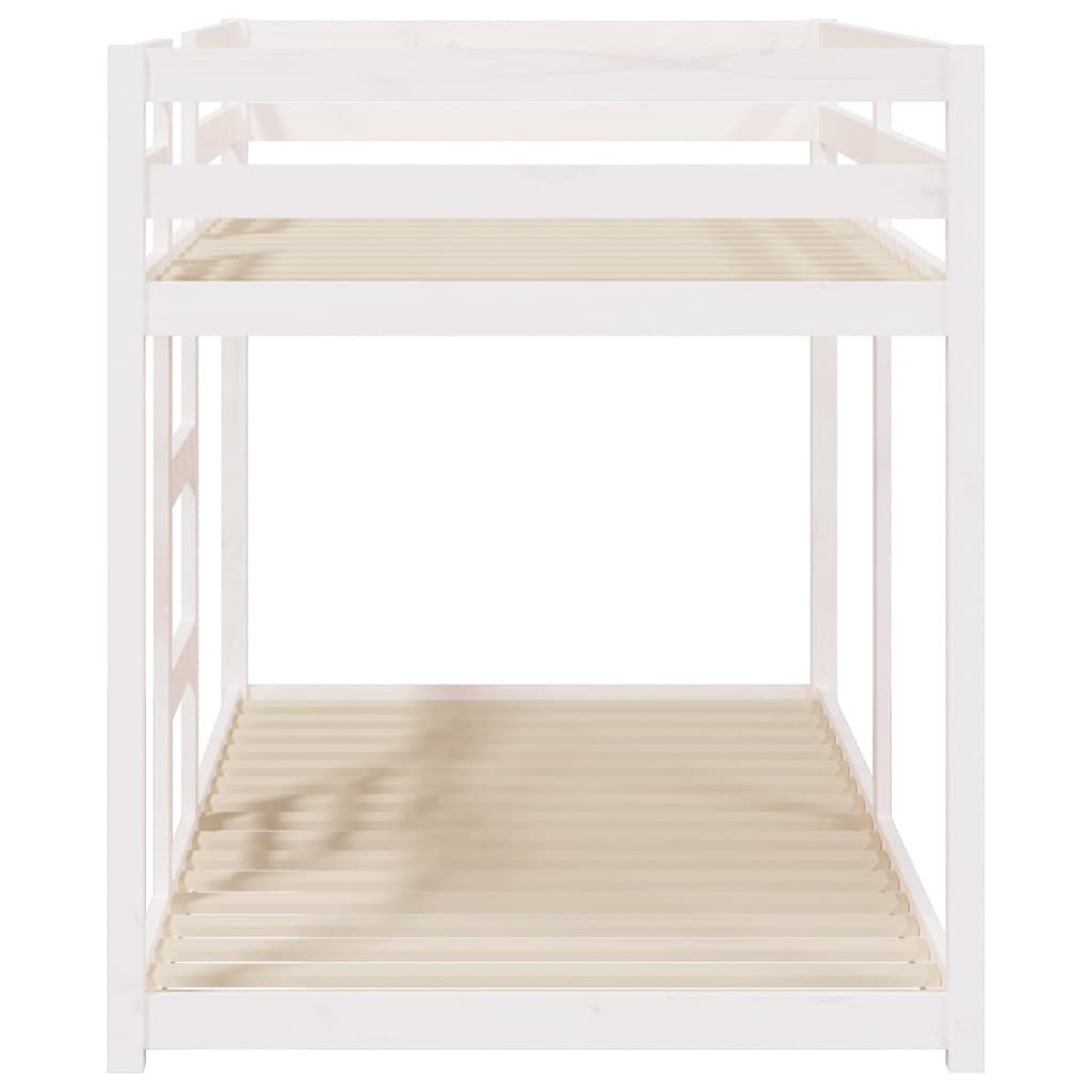 vidaXL divstāvu gulta, balta, 90x190 cm, priedes masīvkoks