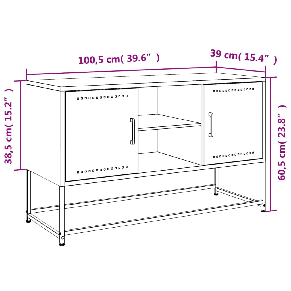 vidaXL TV skapītis, 100,5x39x60,5 cm, tērauds, rozā