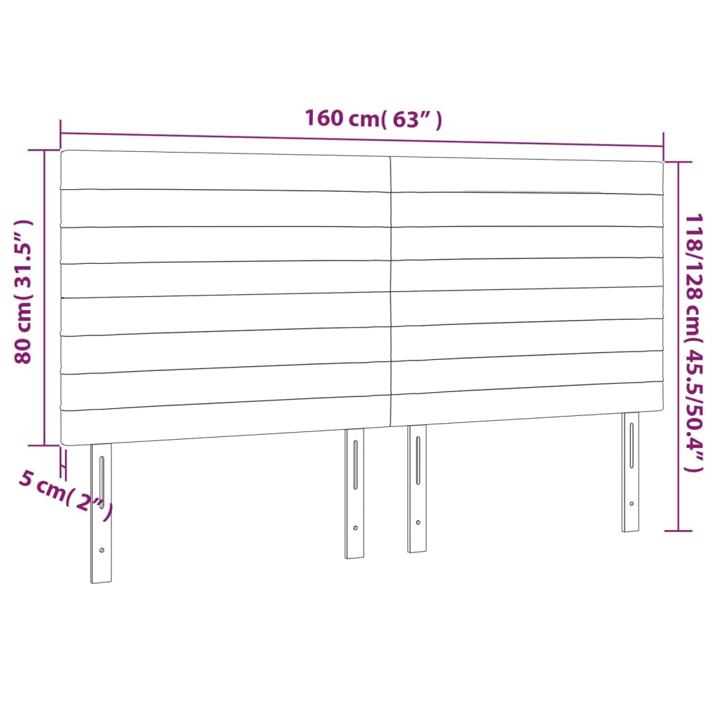 vidaXL gultas galvgalis ar LED, 160x5x118/128 cm, tumši pelēks audums