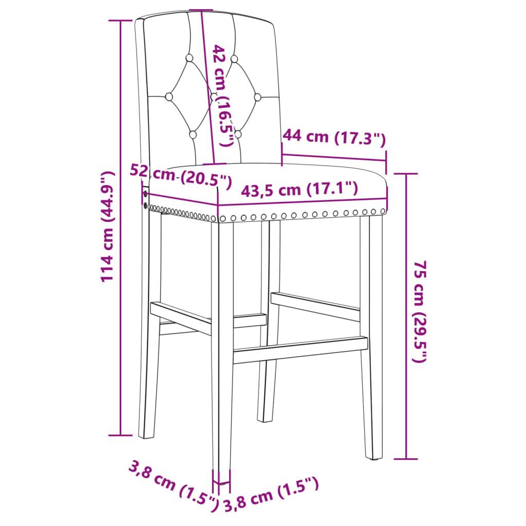 vidaXL bāra krēsli, 2 gab., masīvs gumijkoks un audums