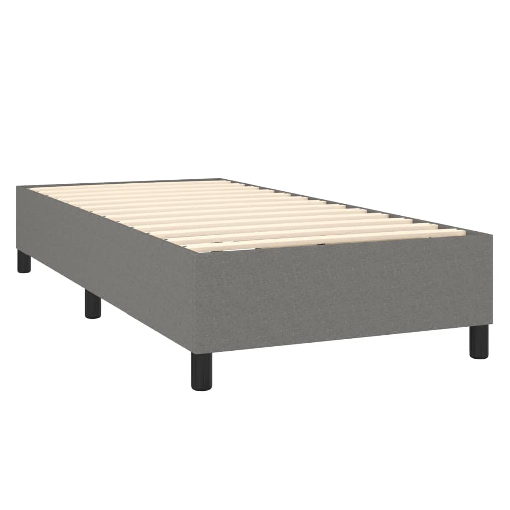 vidaXL atsperu gulta ar matraci, tumši pelēka, 90x200 cm, audums