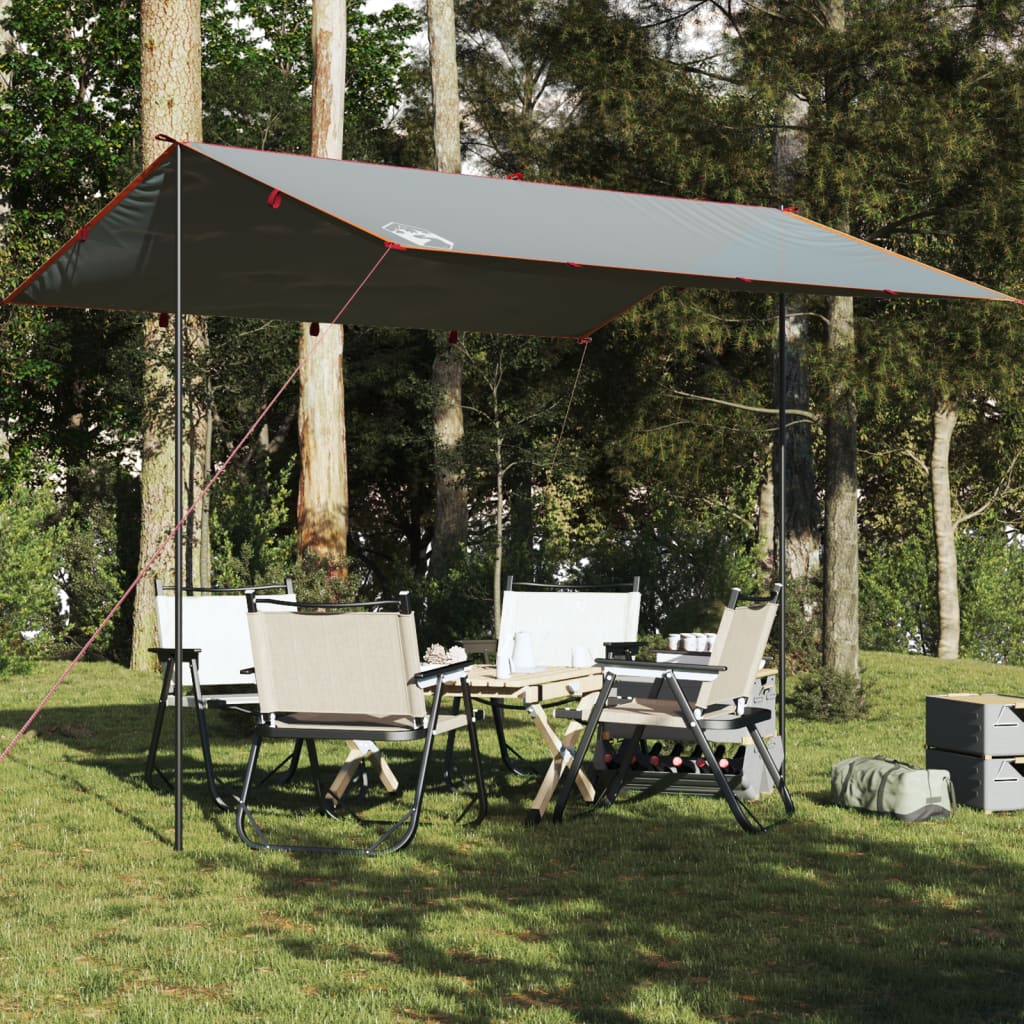 vidaXL kempinga tents, pelēka, oranža, 360x294 cm, ūdensizturīga