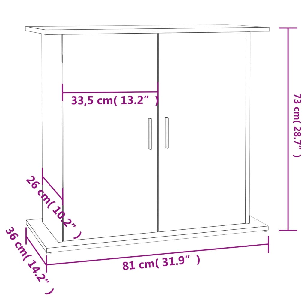 vidaXL akvārija statīvs, koka krāsa, 81x36x73 cm, inženierijas koks