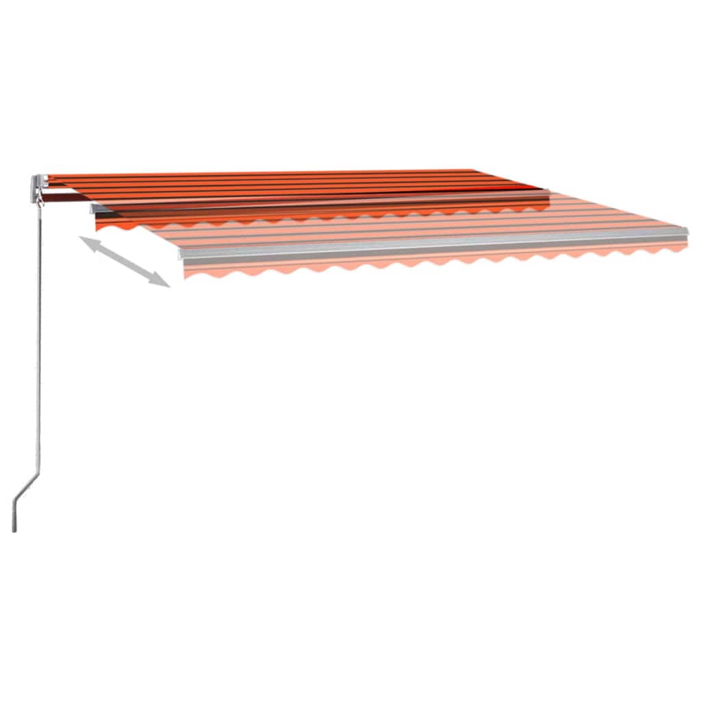 vidaXL izvelkama markīze, LED, vēja sensors, 450x300 cm, oranži brūna