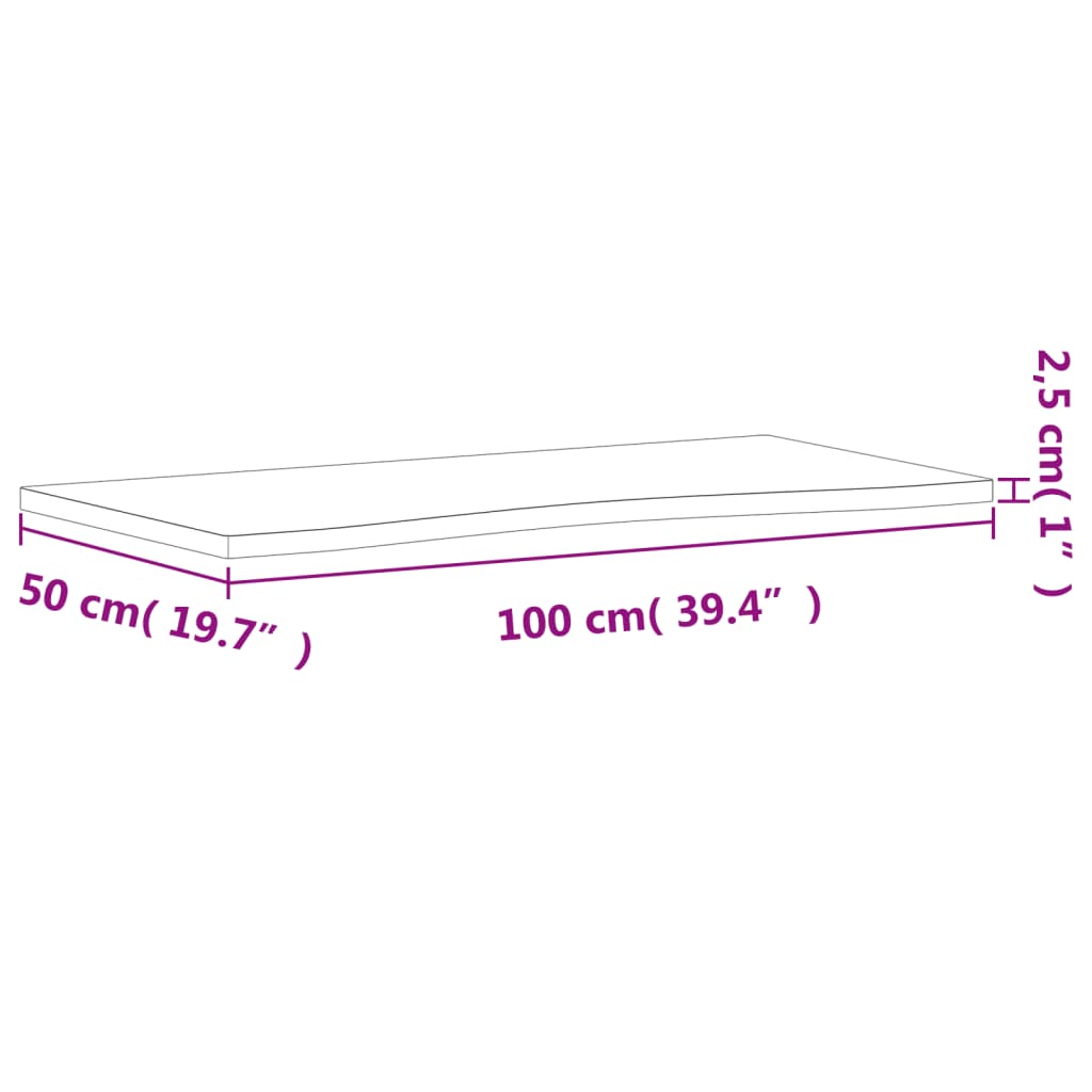 vidaXL rakstāmgalda virsma, 100x(45-50)x2,5 cm, dižskābarža masīvkoks