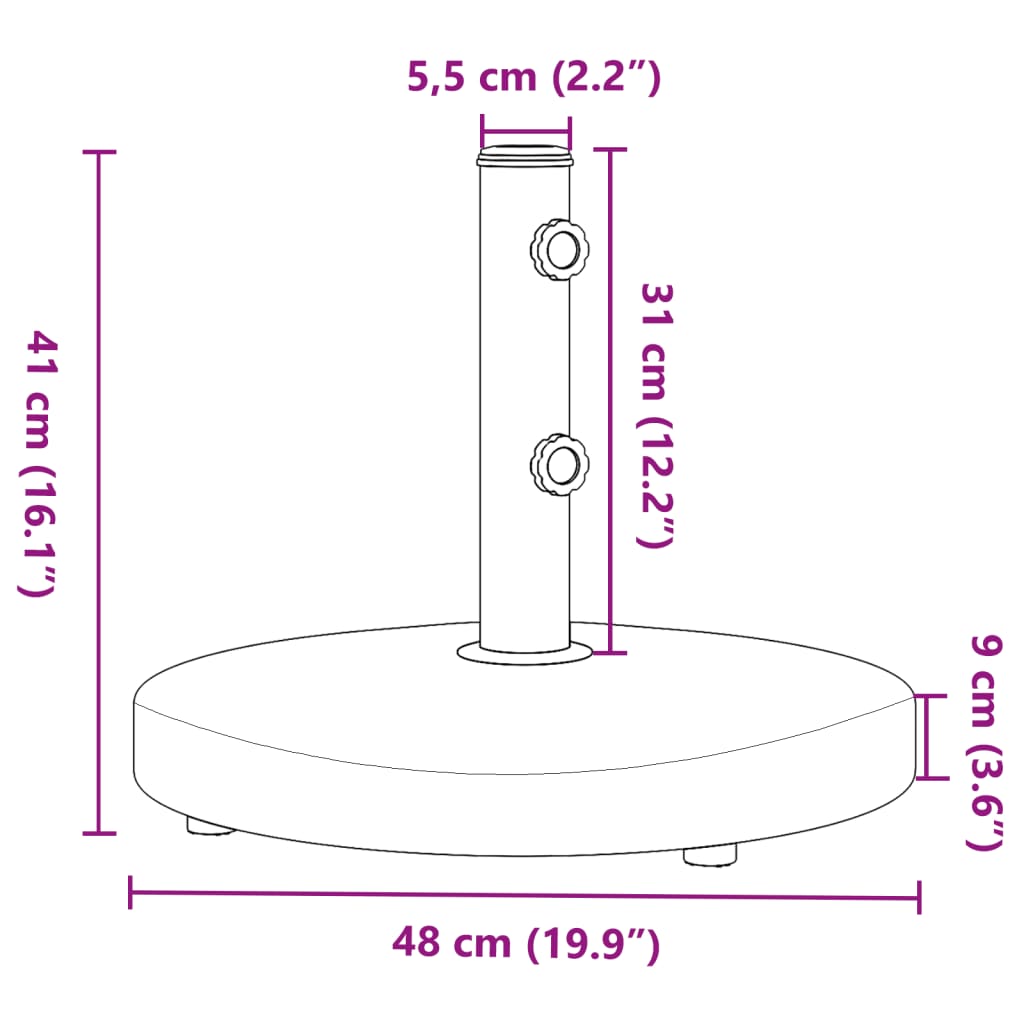 vidaXL saulessarga pamatne ar riteņiem, Ø32/38/48 mm kātiem, 25 kg