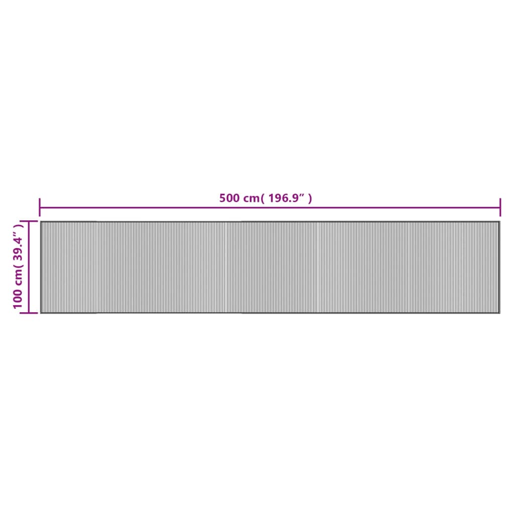 vidaXL paklājs, taisnstūra forma, brūns, 100x500 cm, bambuss