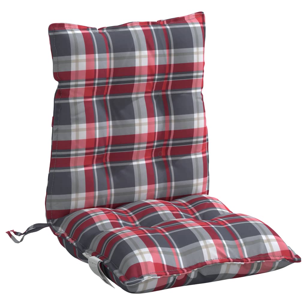 vidaXL dārza krēslu matrači, 4 gab., oksforda audums, sarkani rūtots