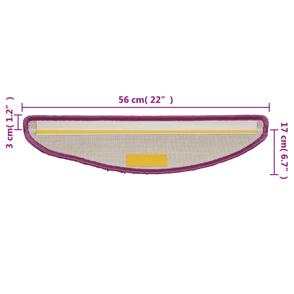vidaXL kāpņu paklāji, 5 gab., 56x17x3 cm, violeti