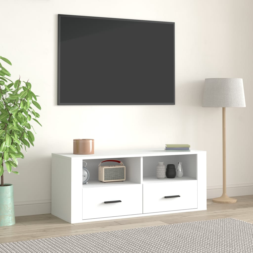 vidaXL TV skapītis, balts, 100x35x40 cm, inženierijas koks