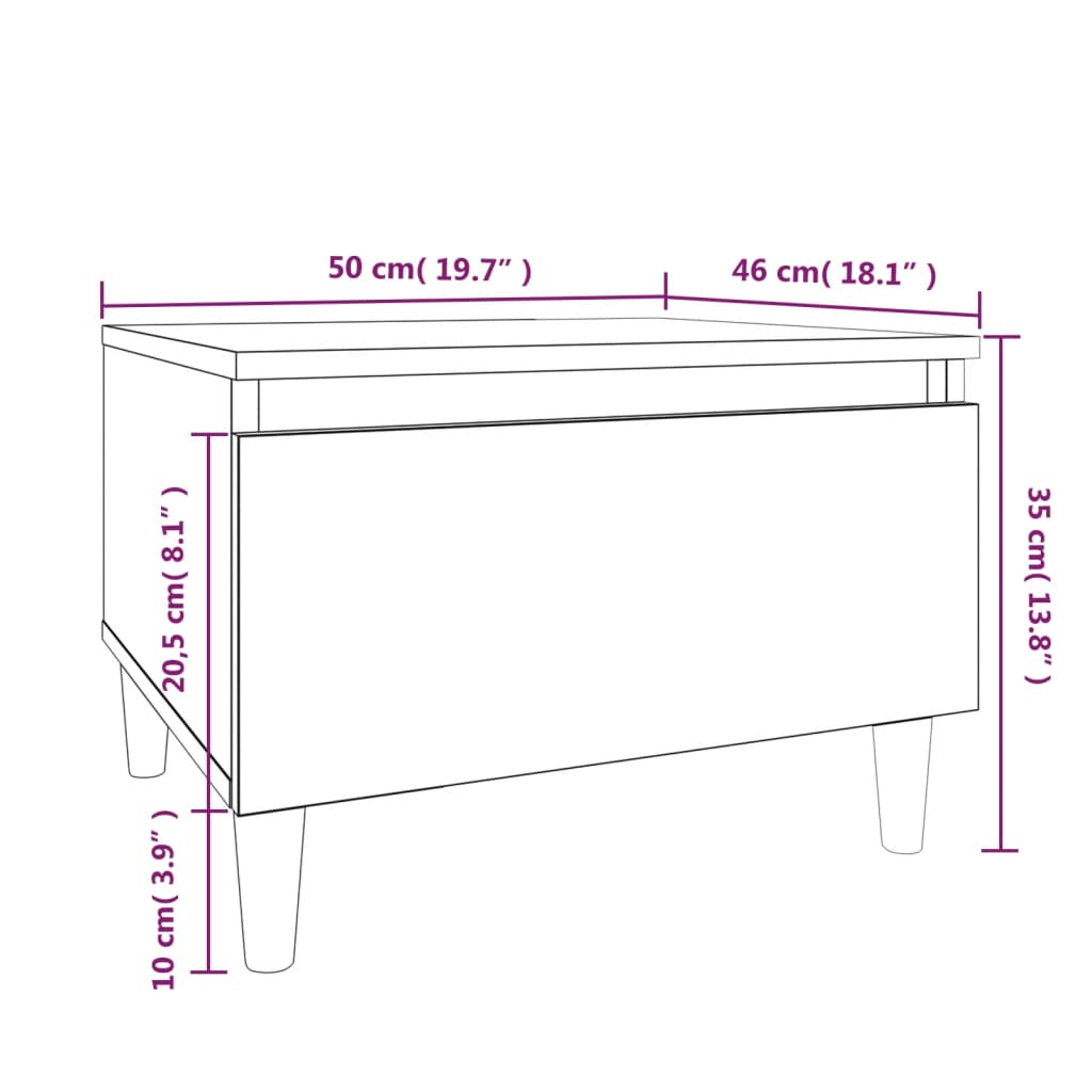 vidaXL galdiņš, balts, 50x46x35 cm, inženierijas koks